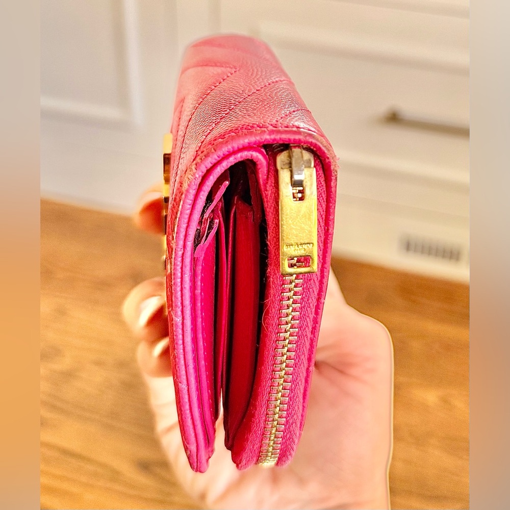 Fuschia Pink Leather YSL Wallet - Picture 9 of 10